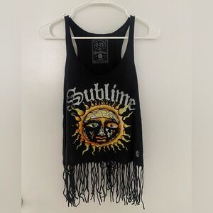 Sublime Black Fringe Tank Top